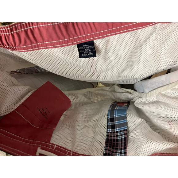 Roundtree & Yorke NWT Swimming Trunks Zip Up Plaid  Large Lined Mesh Pink Blue - Picture 9 of 11
